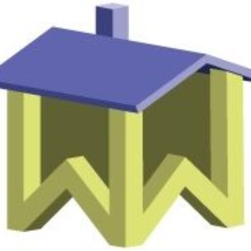 Wall To Wall Carpet & Interior logo graphic featuring a house with the letter "W" as walls